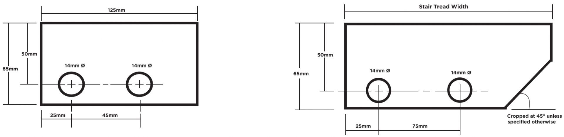 端板适用于 205mm、215mm、245mm、275mm、285mm、305mm、325mm 楼梯踏步板宽度图